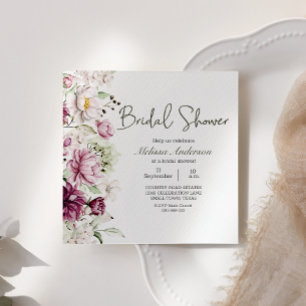 Peonies Rosa Burgundy Blommigt Möhippa Inbjudningar