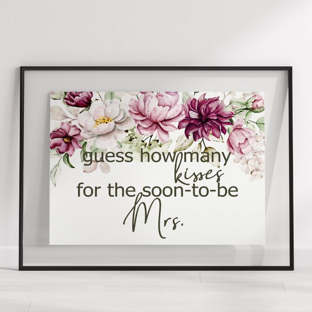 Peonies Rosa Burgundy gissar hur många Kisses-spel Poster (Skapare uppladdad)