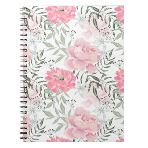 Peonies rosa ros blommor blomsterträdgård bouquet anteckningsbok