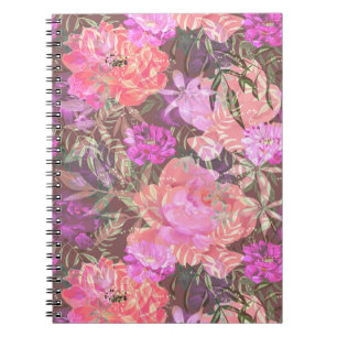 Peonies rosa ros blommor blomsterträdgård bouquet anteckningsbok