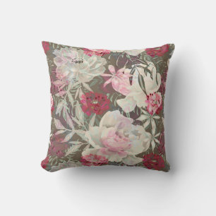 Peonies rosa ros blommor blomsterträdgård bouquet kudde