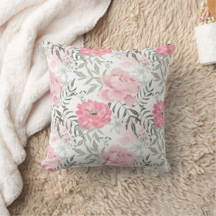 Peonies rosa ros blommor blomsterträdgård bouquet kudde