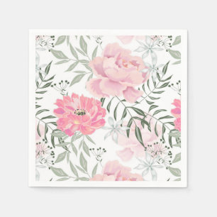 Peonies rosa ros blommor blomsterträdgård bouquet pappersservett