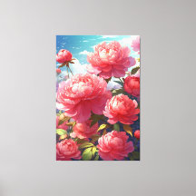 Peonies Stretched Kanvastryck