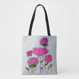 Peonies Tote Bag Tygkasse
