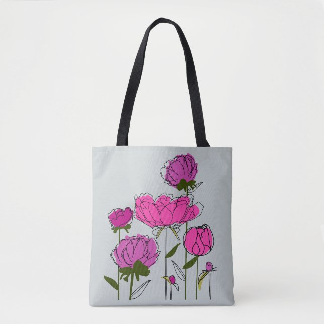 Peonies Tote Bag Tygkasse (Framsida)