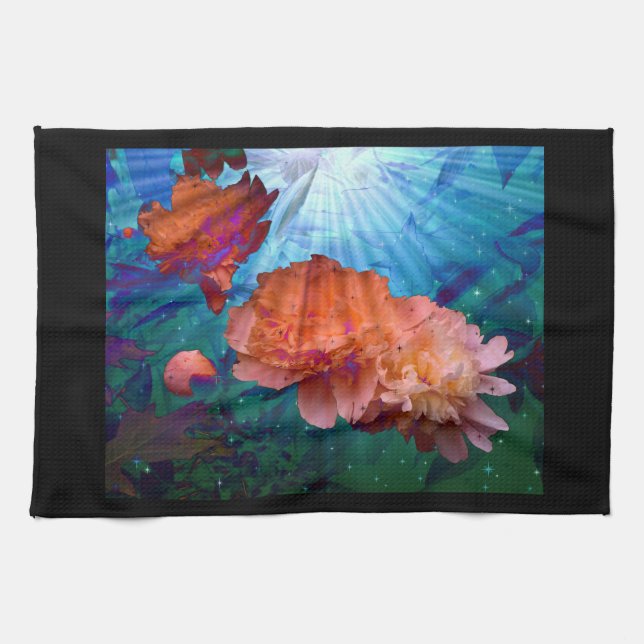 Peonies under Vatten Kökshandduk (Horisontell)