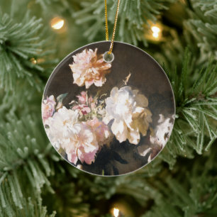 Peonies vas julgransprydnad keramik