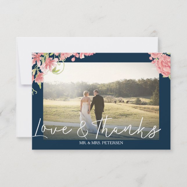  peonies vita marinen bröllop, tack (Framsida)