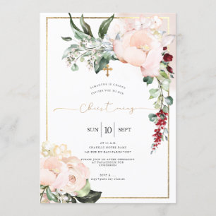 peonies Watercolor Flowers Christine Inbjudningar