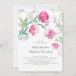 Peonies Watercolor Vintage Bouquet Bröllop Inbjudningar