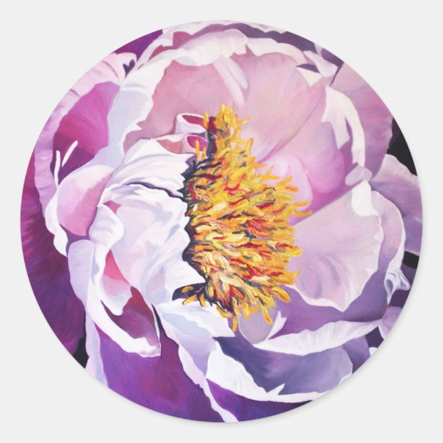 peony acrylic runt klistermärke (Framsida)