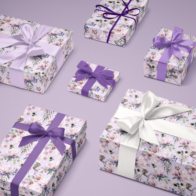 Peony Anemone Hellebore Eucalyptus Orchid Rosa Presentpapper (Peony Anemone Hellebore Eucalyptus Orchid Pink Wrapping Paper)