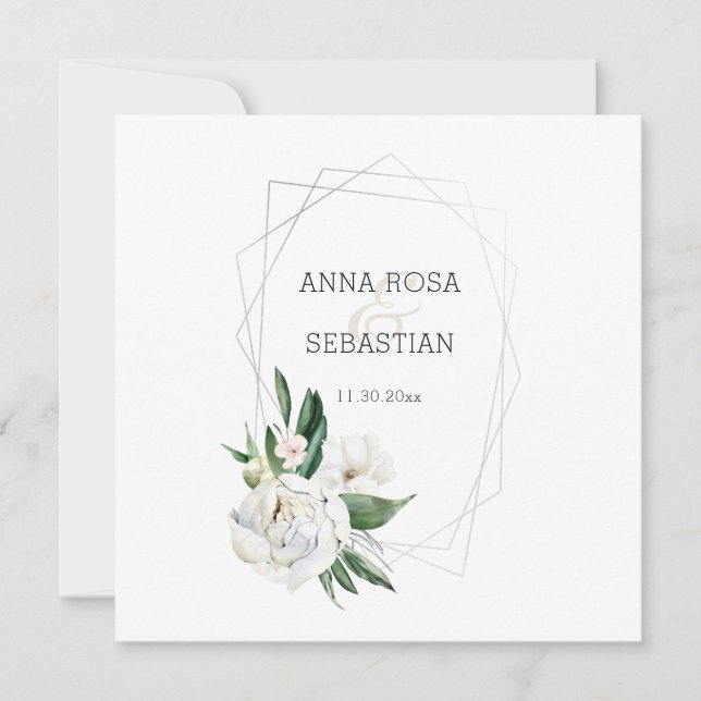 *~* PEONY AR15 QR OSA Blommigt Ram Bröllop Inbjudningar (Framsida)