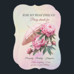 Peony Best Friend Birthday<br><div class="desc">För din bästa vän,  skicka henne detta fantastiska födelsedagskort från en vacker Rosa Peony,  och det ord en Peony representerar,  välstånd,  positiv och lycka. Allt detta är på en vacker turkos och en vacker gradientbakgrund för rosa. Ett underbart meddelande slutför kortet på baksidan.</div>