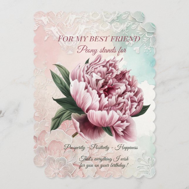 Peony Best Friend Birthday (Fram/baksida)