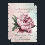 Peony Best Friend Birthday<br><div class="desc">För din bästa vän,  skicka henne detta fantastiska födelsedagskort från en vacker Rosa Peony,  och det ord en Peony representerar,  välstånd,  positiv och lycka. Allt det här är på en vacker turkos och ljus rosa blommigt. Ett underbart meddelande slutför kortet på baksidan.</div>