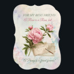 Peony Best Friend Birthday<br><div class="desc">För din bästa vän,  skicka henne ett fantastiskt födelsedagskort till en vacker Rosa Peony och ord: "A Ro är Ro,  men...  Och en Peony är en vän för evigt". Allt detta sker på en vacker blommigt för rosa och grönt. Ett underbart meddelande slutför kortet på baksidan.</div>