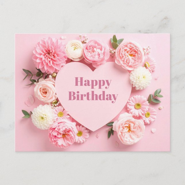 Peony Birthday Card Vykort (Framsida)