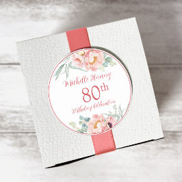 Peony Birthday Sticker Runt Klistermärke