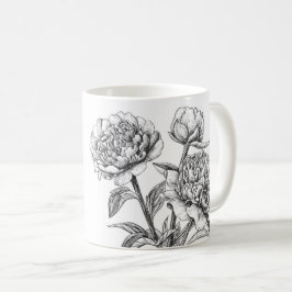 Peony bläck teckning kaffemugg