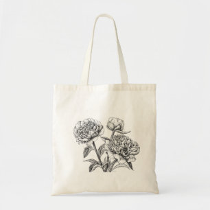 Peony bläck teckning tygkasse