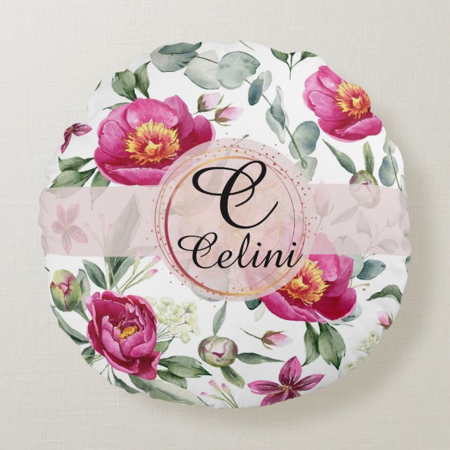 Peony-blomman, sömlös mönster Dekorativ kudde (Framsidan)