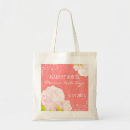 Peony Blommar Coral Bröllop Maid of honor Gift Tygkasse
