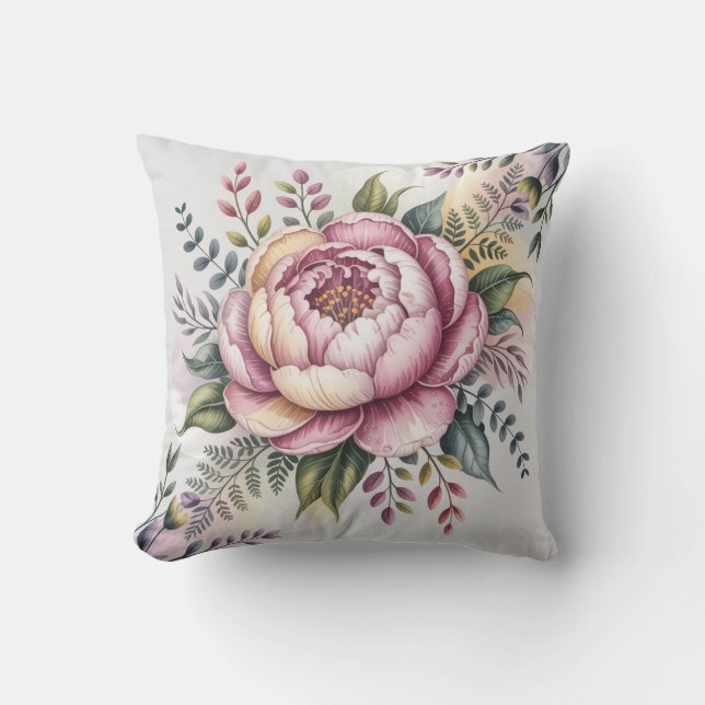 Peony Blommar Kudde (Framsida)