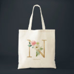 Peony Blommigt Brev N Guld Monogram Bridesmaid Tygkasse<br><div class="desc">Blommigt brev N-monogram i säck har vattenfärgad blommigt bukett av vita och  rosor och ro,  grönaktig accent och faux guld foil brev. Brev N-blommigtens bridesmaid-monogram till säcken är perfekt för bröllop,  duschar,  födelsedagar och så mycket mer. Anpassa genom att lägga till namn eller kort.</div>