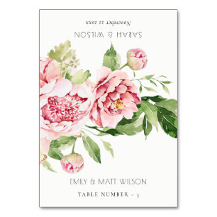 Peony Blommigt Bröllop Guest Namn Place Cards Bordsnummer