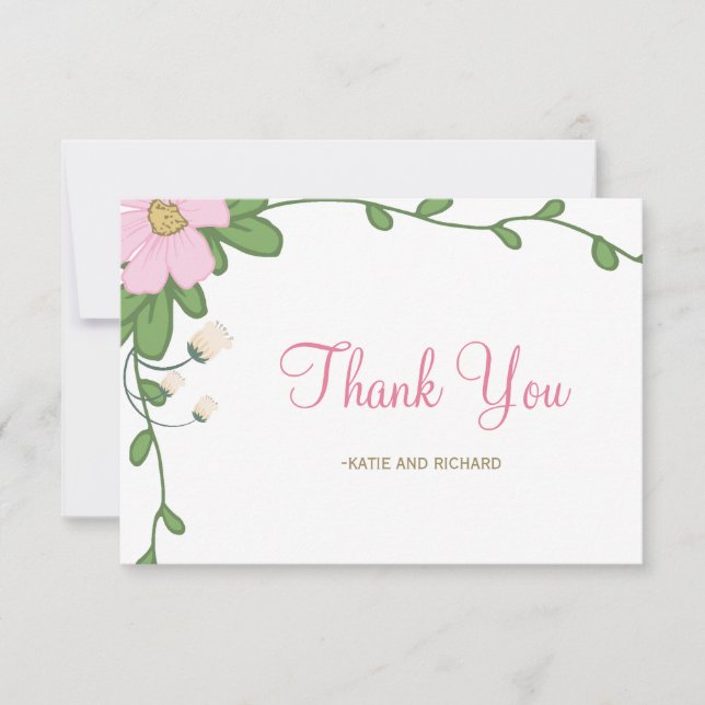 Peony Blommigt Bröllop - Tack-kort Tack Kort (Framsida)