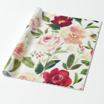 Peony blommigt Burgundy Mönster Antique Bröllop Presentpapper<br><div class="desc">Peony-blommor vattenfärgen mönster. Asiatiskt inflytande. Burgundi och rosa botaniskt,  naturblommor som slår pappert. Bröllop,  möhippa.</div>