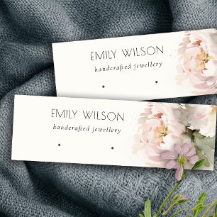 Peony Blommigt Earring Ring Loop Stud Visning Mini Visitkort