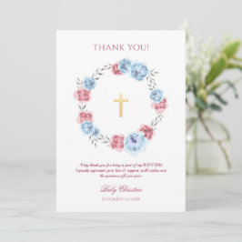 Peony Blommigt Girl Boy Baptism Tack för ditt kort