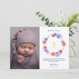 Peony Blommigt Girl Boy Baptism Tack för ditt kort