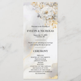 Peony Blommigt Guld Grått Silver Ceremony Program