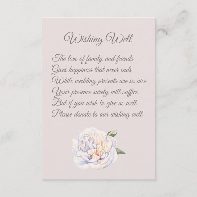 Peony Blommigt Mauve Bröllop Wishing well Card Tilläggskort (Framsida)