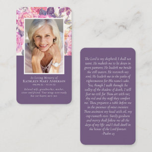 Peony Blommigt Memorial Prayer Card