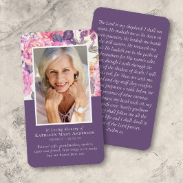 Peony Blommigt Memorial Prayer Card Visitkort