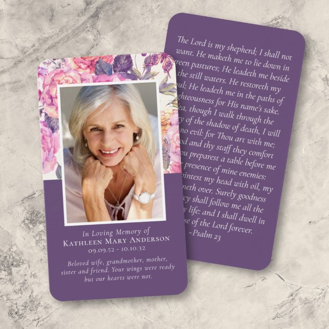 Peony Blommigt Memorial Prayer Card Visitkort (Skapare uppladdad)