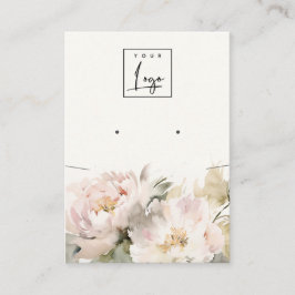  Peony Blommigt Necklace Earring Logotyp Visning  Visitkort