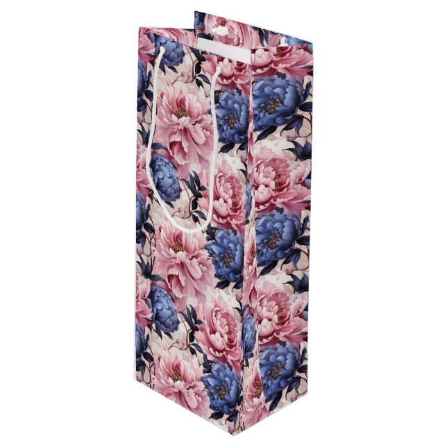 Peony Blommigt Print Gift Bag (Framsidan Vinklad)