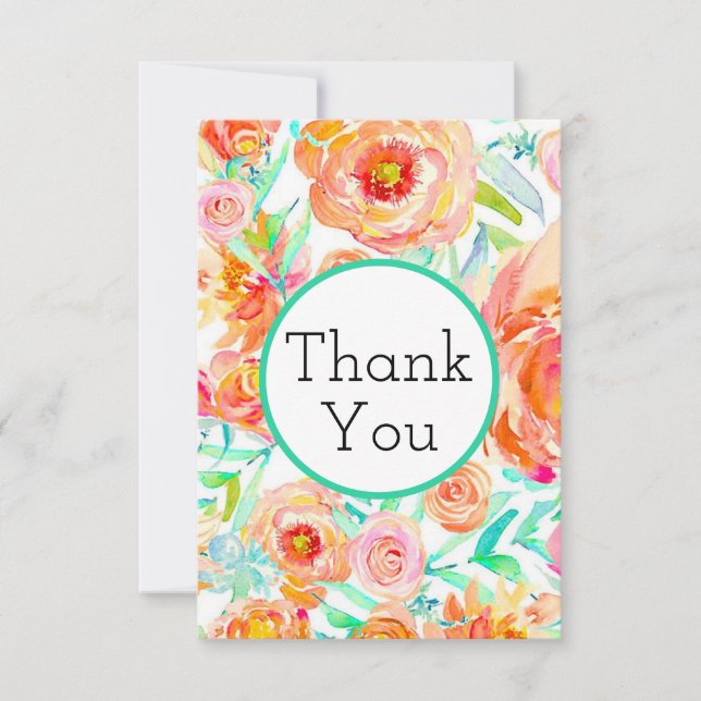 Peony Blommigt Tack Cards (Framsida)