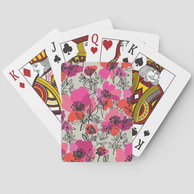 Peony Blommigt Vintage Seamless Mönster. Casinokort (Baksidan)