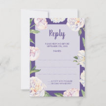 Peony Blommigt Violet Lila Bröllop Reply Cards
