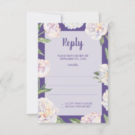 Peony Blommigt Violet Lila Bröllop Reply Cards OSA Kort