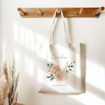 Peony Blommigt Watercolor Anpassningsbar Brudens  Tygkasse<br><div class="desc">Peony Blommigt Watercolor Anpassningsbar Brudens sida Tote Bag</div>
