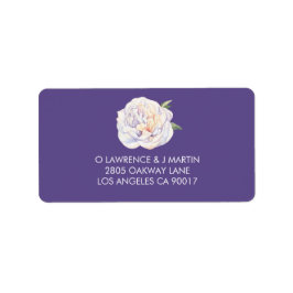 Peony Blommigt Watercolor Violet Lila Adressetikett