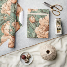 Peony Blommigt Wrapping Papper Möhippa Baby Shower